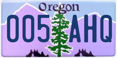 OR license plate 005AHQ