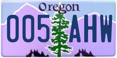 OR license plate 005AHW