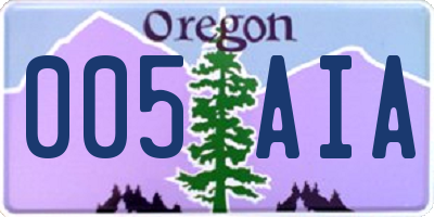 OR license plate 005AIA