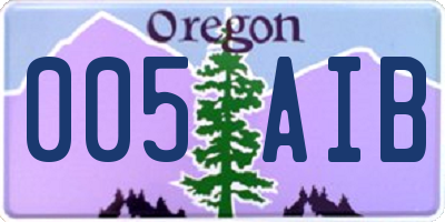 OR license plate 005AIB