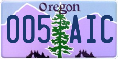 OR license plate 005AIC