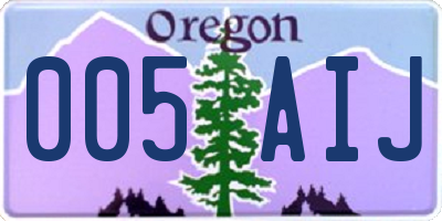 OR license plate 005AIJ