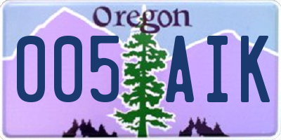 OR license plate 005AIK