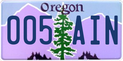 OR license plate 005AIN