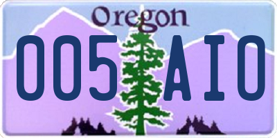 OR license plate 005AIO