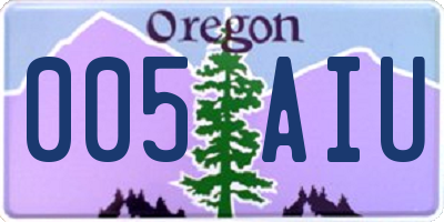 OR license plate 005AIU