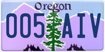 OR license plate 005AIV