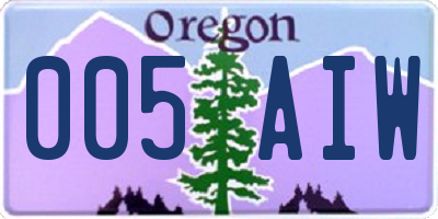 OR license plate 005AIW