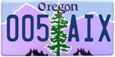 OR license plate 005AIX