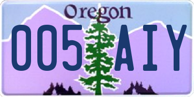 OR license plate 005AIY