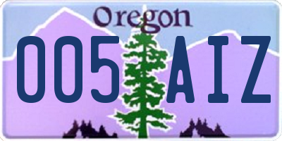 OR license plate 005AIZ