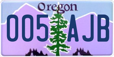 OR license plate 005AJB