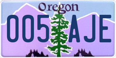 OR license plate 005AJE