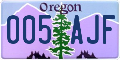 OR license plate 005AJF