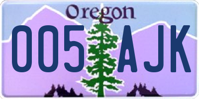 OR license plate 005AJK