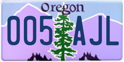 OR license plate 005AJL