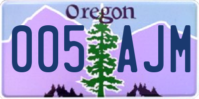 OR license plate 005AJM