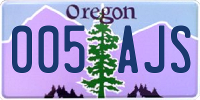 OR license plate 005AJS