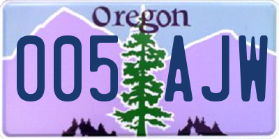 OR license plate 005AJW
