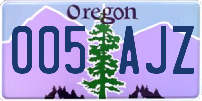 OR license plate 005AJZ