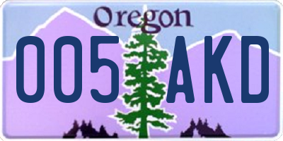 OR license plate 005AKD