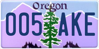 OR license plate 005AKE