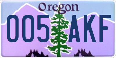 OR license plate 005AKF