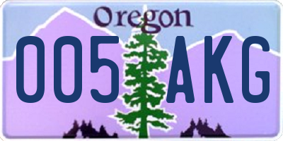OR license plate 005AKG
