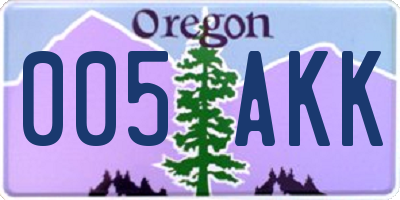 OR license plate 005AKK