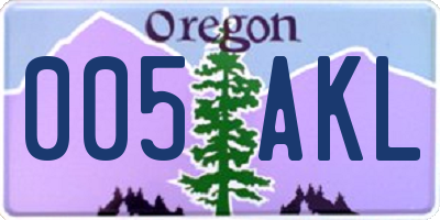 OR license plate 005AKL