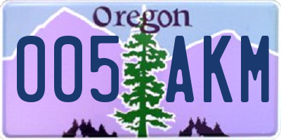 OR license plate 005AKM