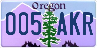 OR license plate 005AKR