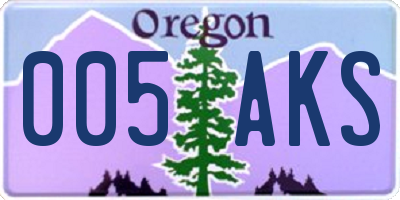 OR license plate 005AKS