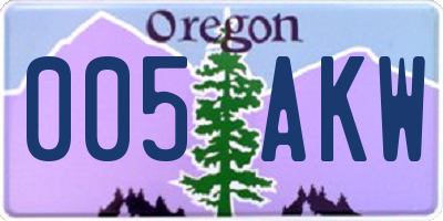 OR license plate 005AKW