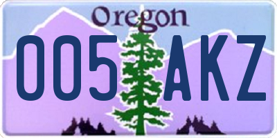 OR license plate 005AKZ