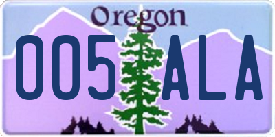 OR license plate 005ALA
