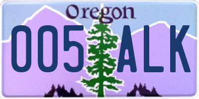 OR license plate 005ALK