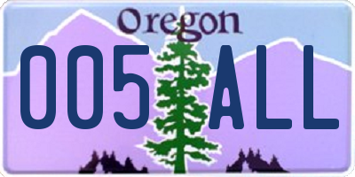 OR license plate 005ALL
