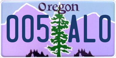OR license plate 005ALO