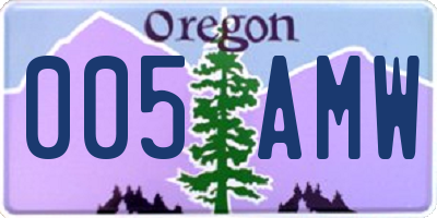 OR license plate 005AMW