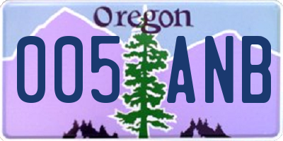 OR license plate 005ANB