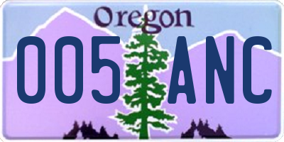 OR license plate 005ANC