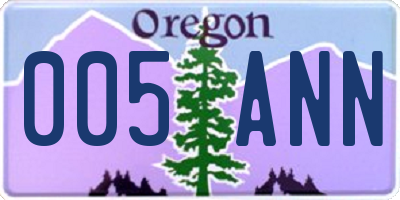 OR license plate 005ANN