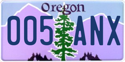 OR license plate 005ANX