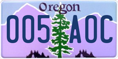 OR license plate 005AOC