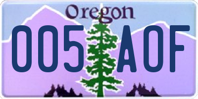 OR license plate 005AOF