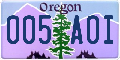 OR license plate 005AOI