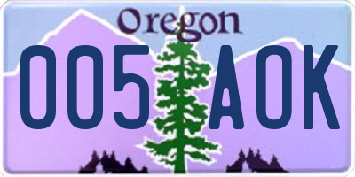 OR license plate 005AOK
