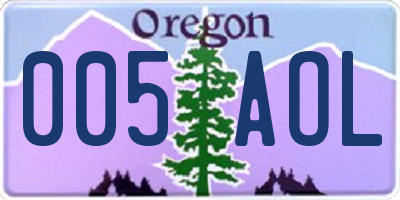 OR license plate 005AOL