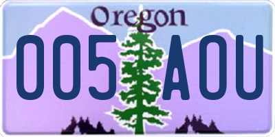 OR license plate 005AOU